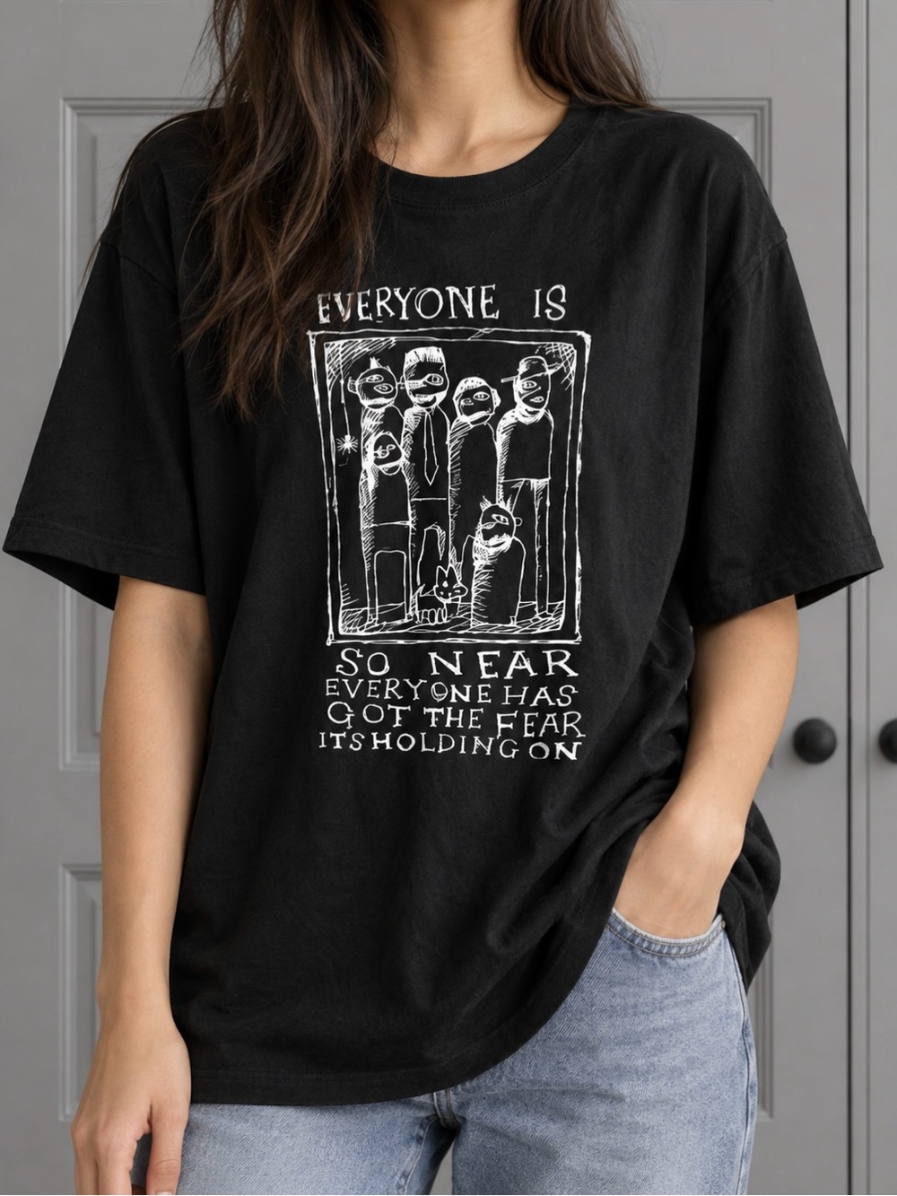 Got The Fear Quote Abstract Sketch Edgy Grunge Aesthetic Statement Graphic Tee